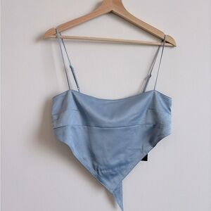 DANIELLE BERNSTEIN Blue Bandana Tie Top